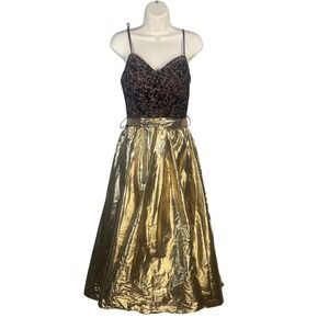Vintage Betsy & Adam Gown Women 10 90s Metallic Velvet Formal Prom Whimsigoth